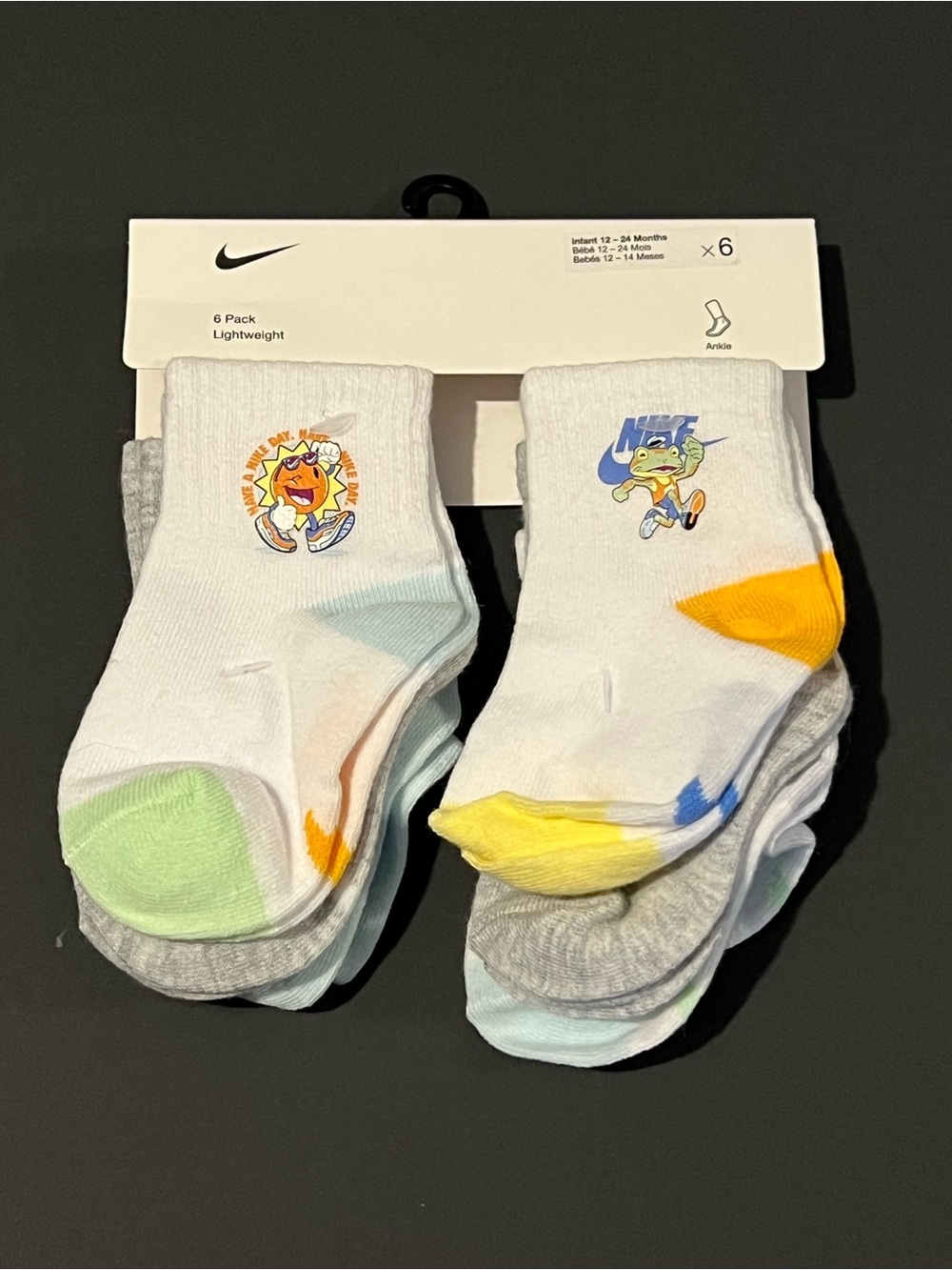 Nike Baby Ankle Socks Set Multicolor 6 Pack Sz 12-24 Months